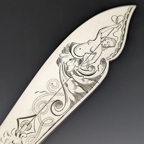 Late 19th Century British Antique Silver Plated Fish Cutlery 6 Pair Set in Wooden Box Martin & Hall